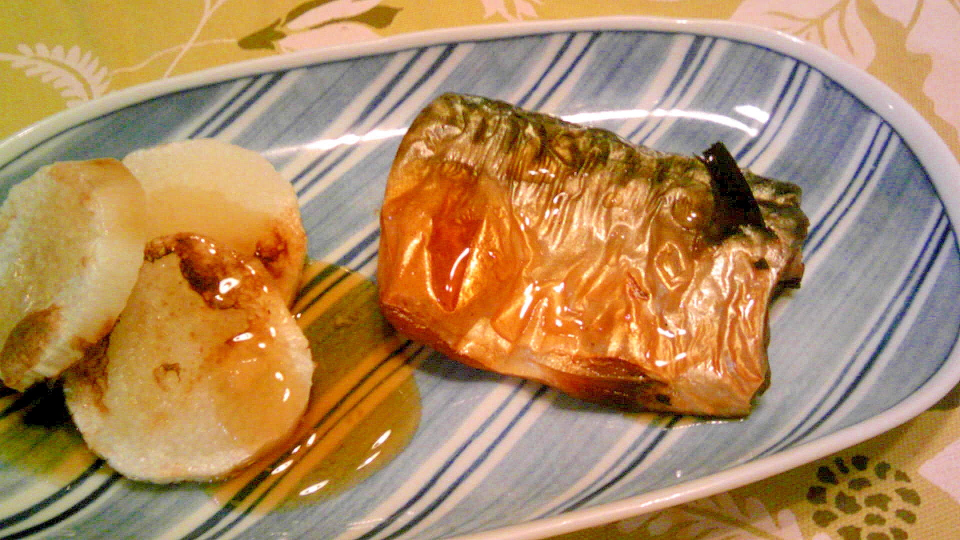焼き鯖・長芋の黒酢あんかけ