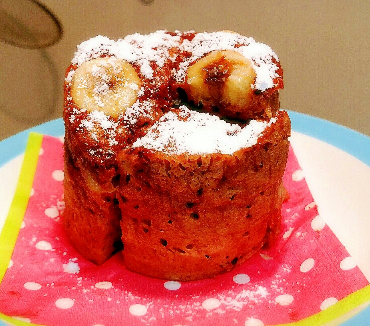 超簡単！レンジでチンするチョコバナナケーキ♡