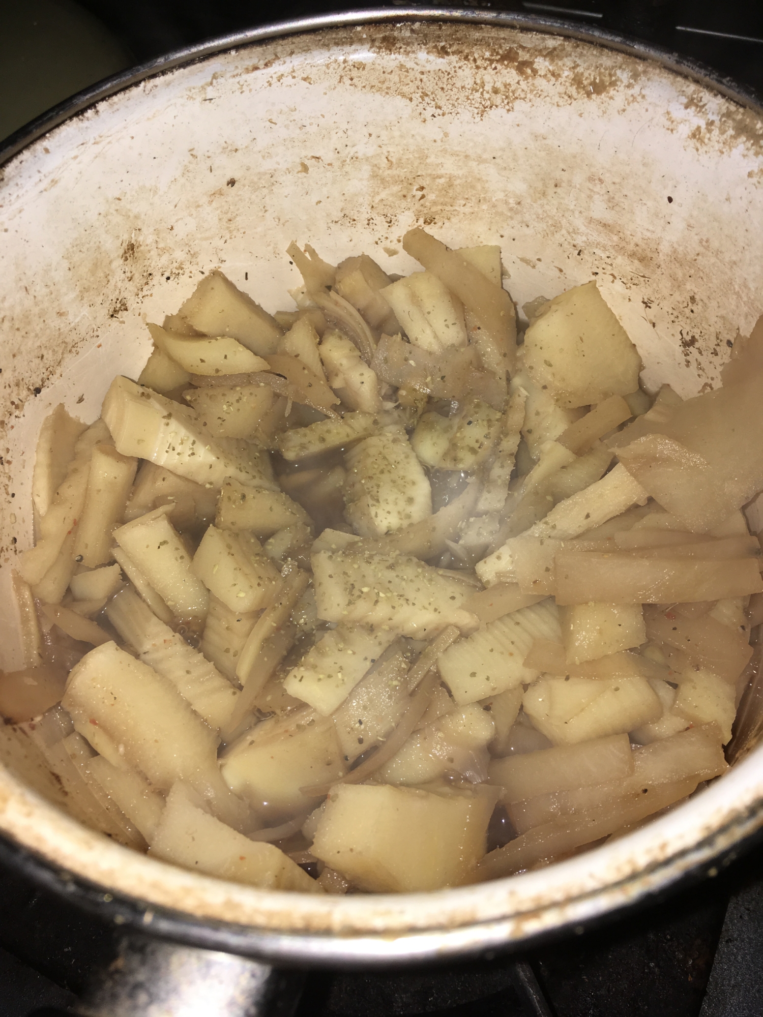 筍と大根の皮の甘醤油煮