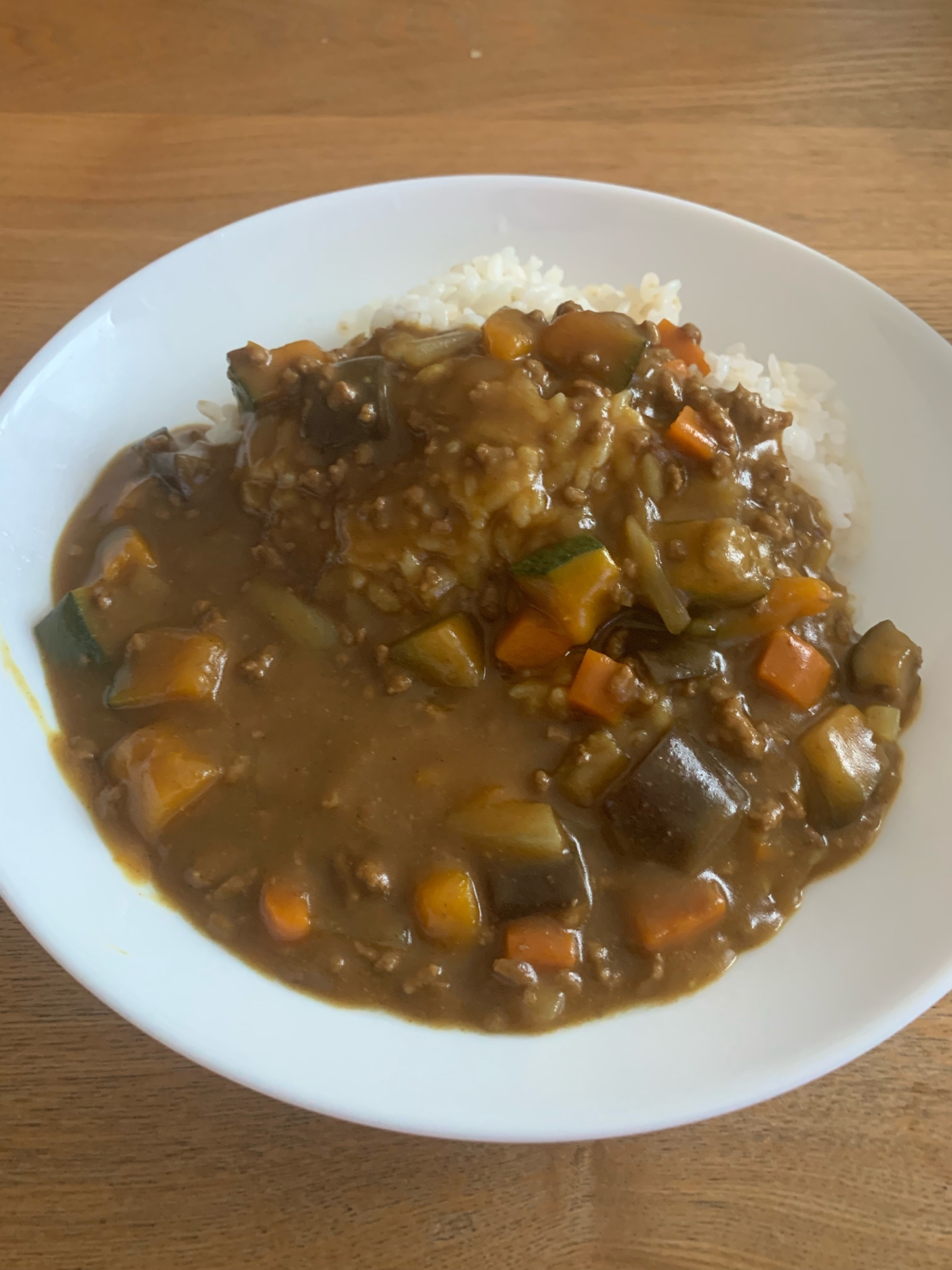 かぼちゃとナスのひき肉カレー