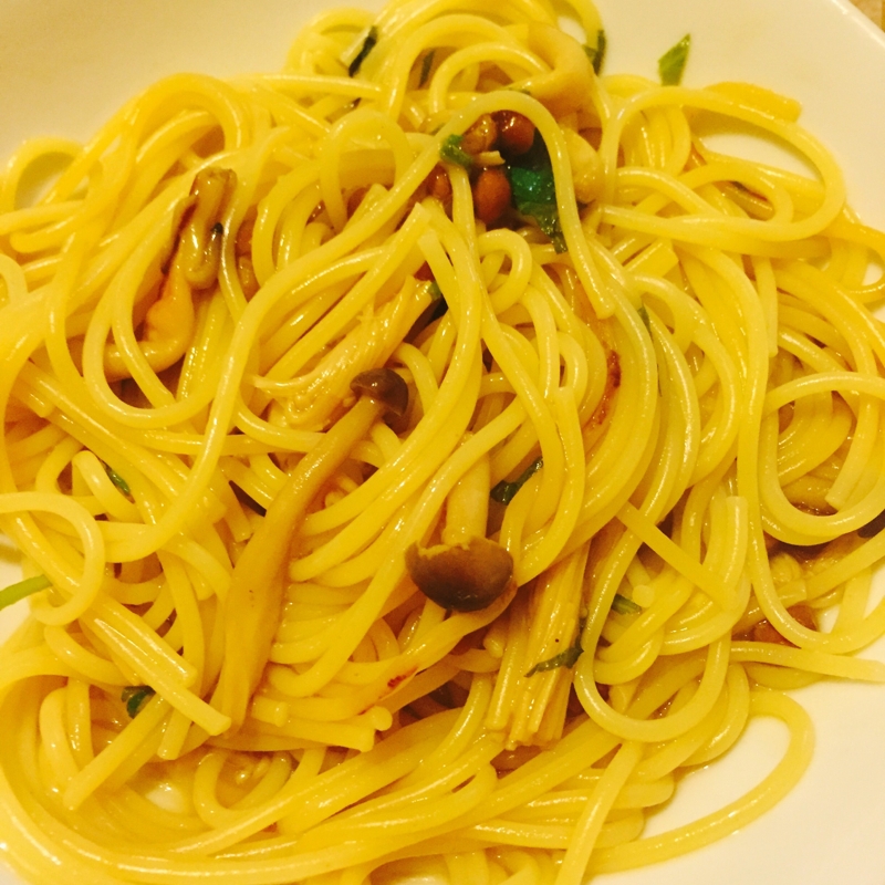 なめことキノコのスパゲッティ