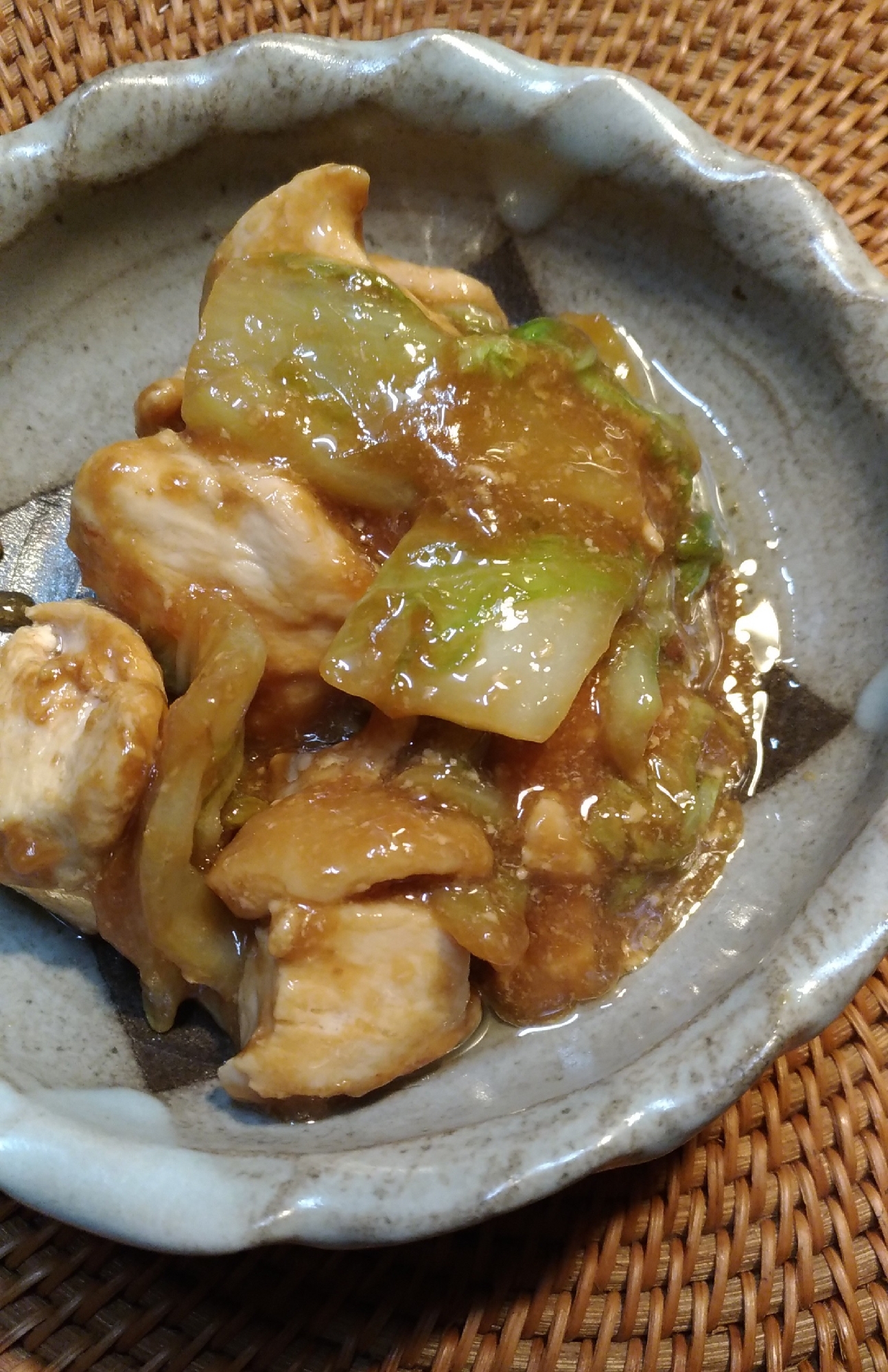 鶏肉と白菜のみりん味噌炒め