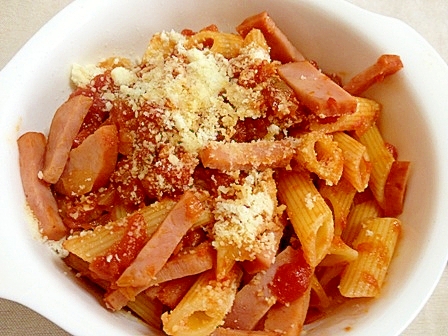 厚切りハムとトマト缶のペンネ レシピ 作り方 By セレナまま 楽天レシピ 厚切りハムとトマト缶のペンネ レシピ 作り方 By セレナまま 楽天レシピ