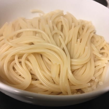 レンジで☆まるで生パスタ！〜水漬けパスタの茹で方〜