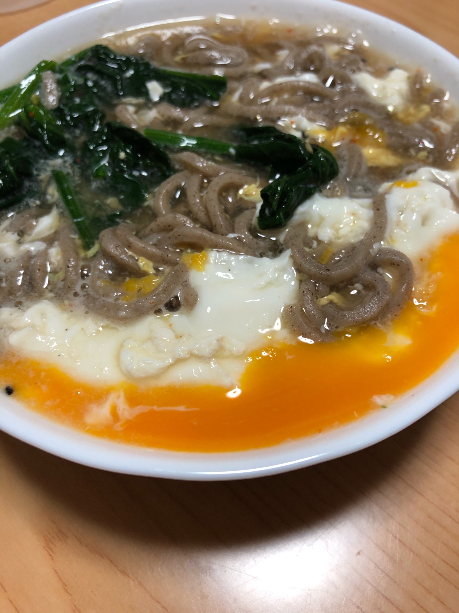 玉子とほうれん草のあったか蕎麦(^^)