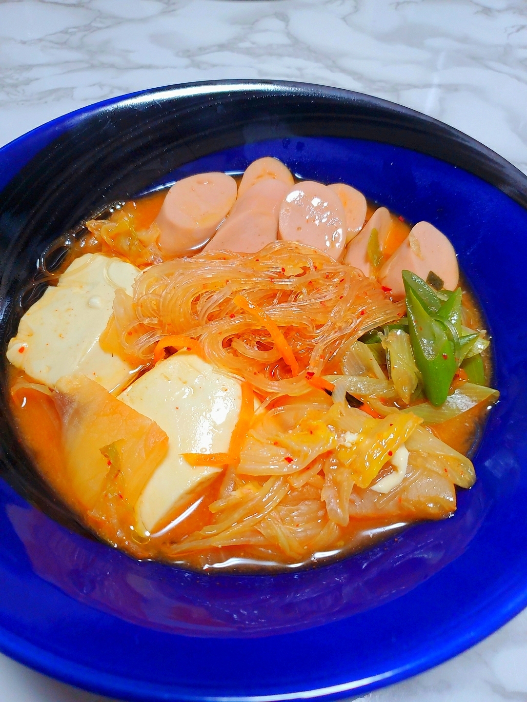 魚肉ソーセージで☆プデチゲ風スープ春雨