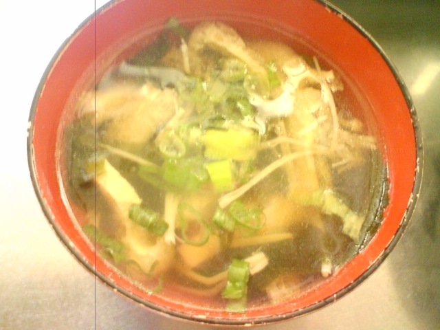 めんつゆでえのきと油揚げのお吸い物