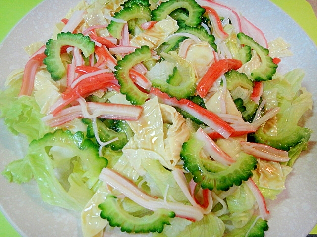 生湯葉とゴーヤカニカマのサラダ