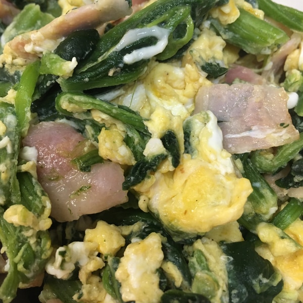 冷凍ほうれん草とベーコンの卵炒め レシピ 作り方 By 大食い旦那のために 楽天レシピ 冷凍ほうれん草とベーコンの卵炒め レシピ 作り方 By 大食い旦那のために 楽天レシピ