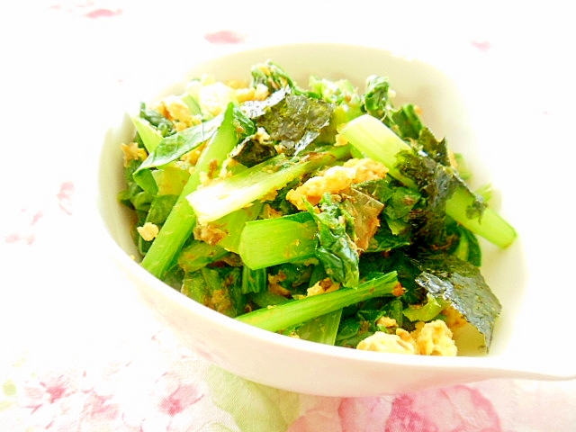 ❤小松菜と炒り卵と削り節と韓国海苔のとりあえず❤