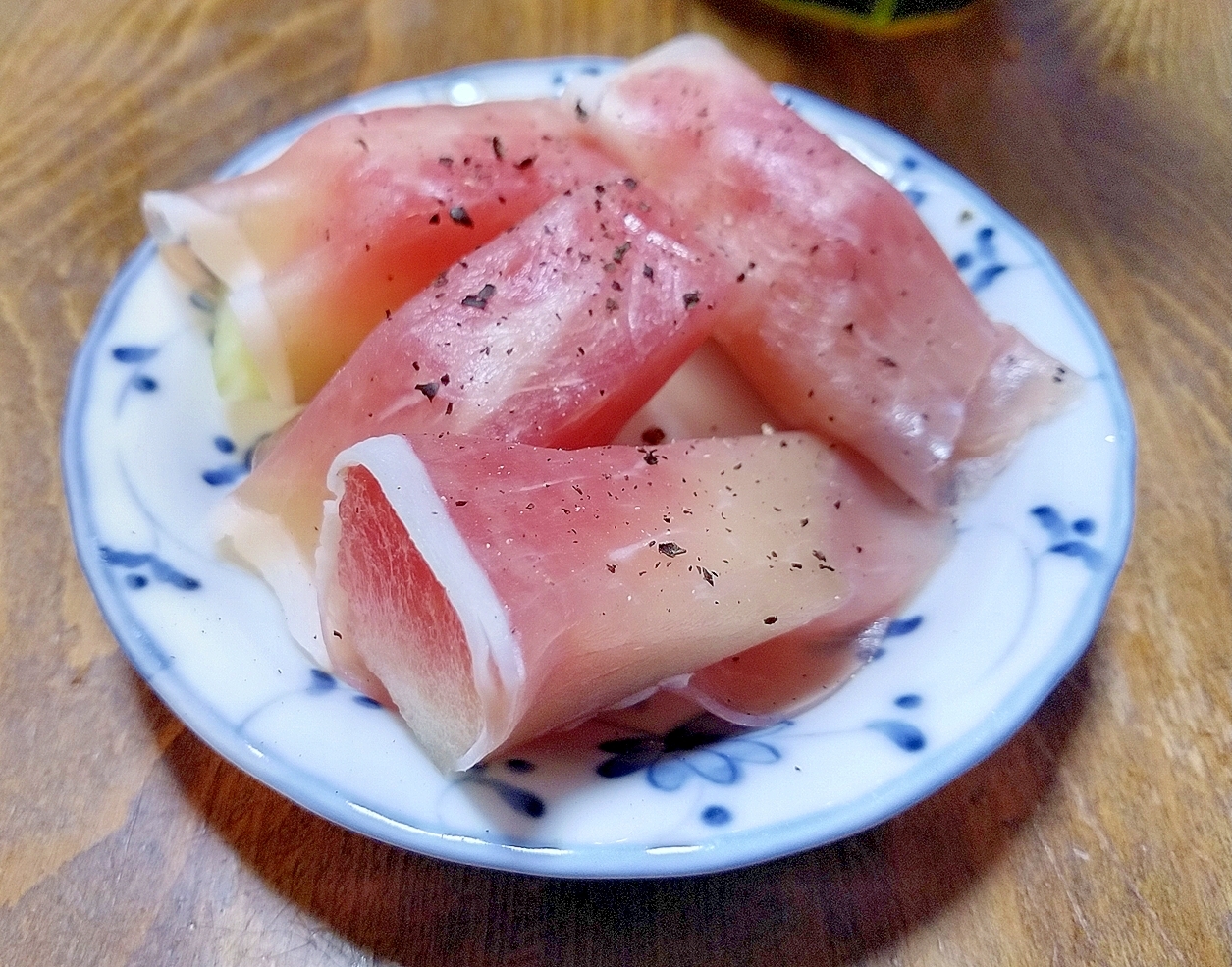 スイカの皮を美味しくいただく⭐生ハムスイカ