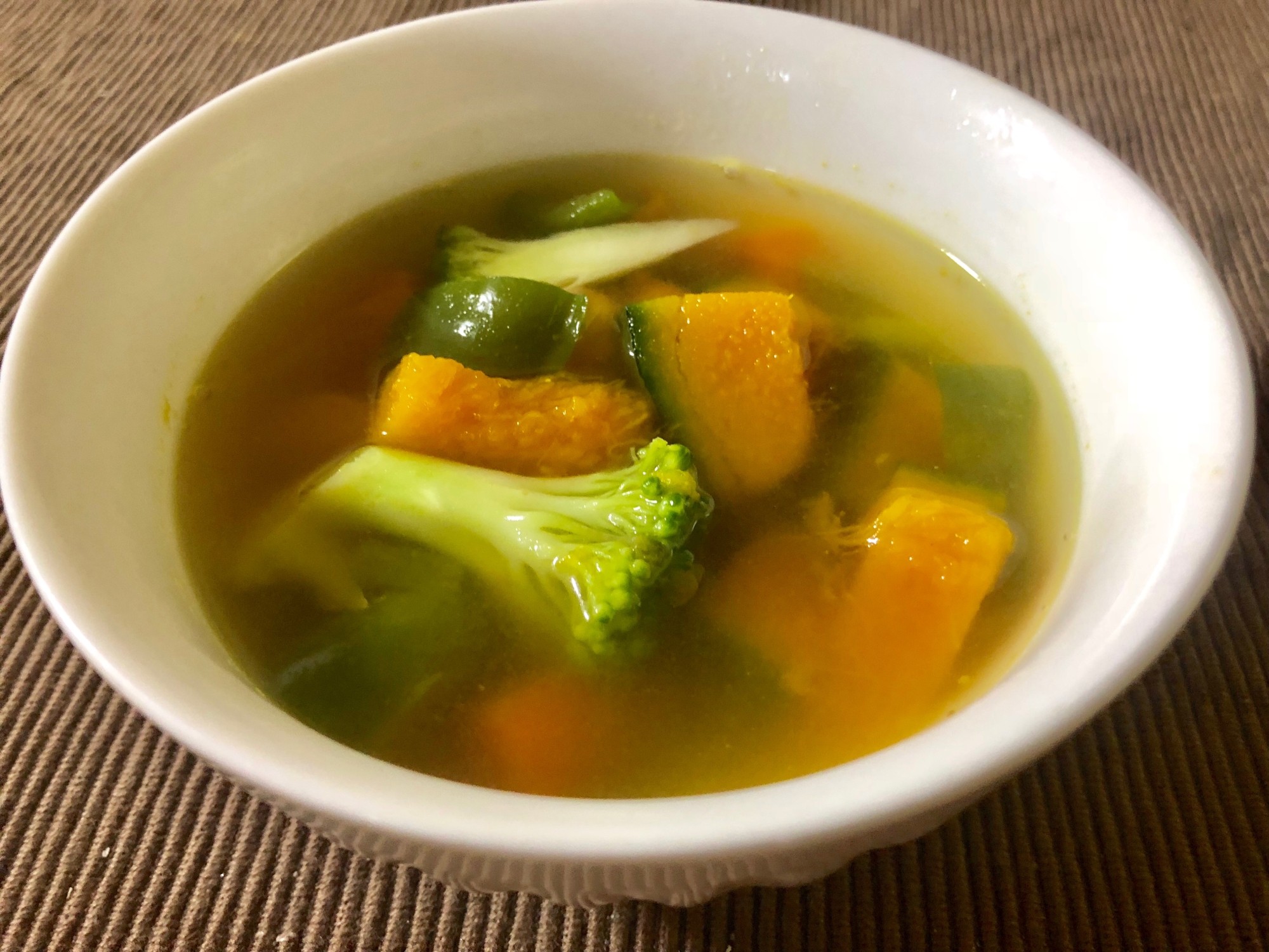 体よろこぶ♡かぼちゃと残り物野菜のコンソメスープ