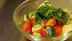 豆腐ときゅうりとトマトのサラダ