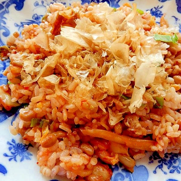 まな板なし5分❤キムチ納豆チャーハン♪(ネギ)