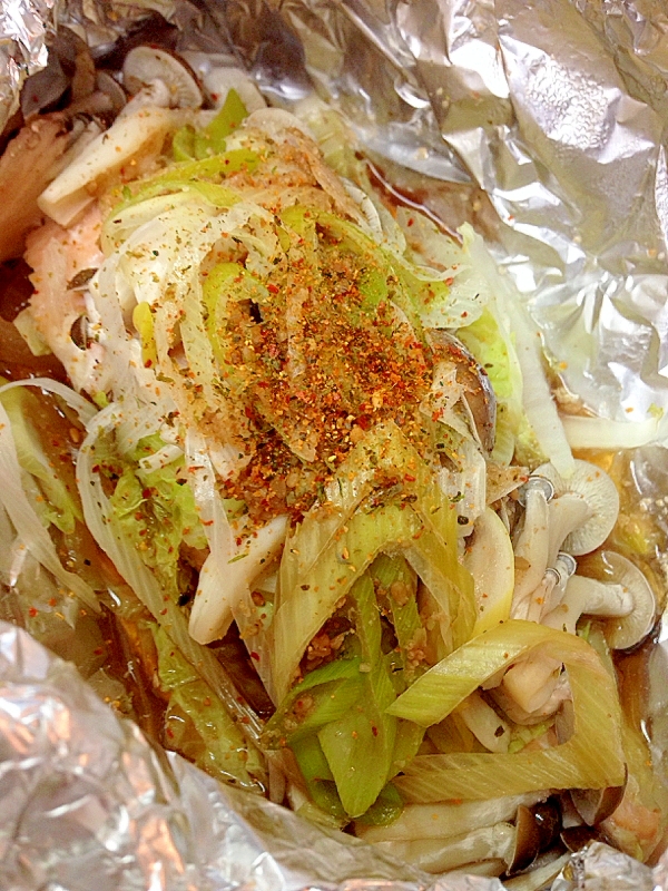 和風ピリ辛!楽々シャケのホイル焼き