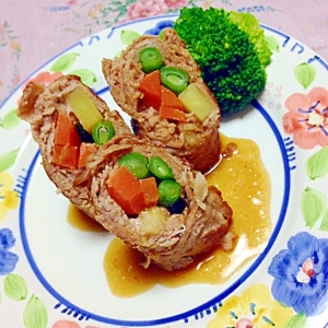 野菜三種の豚ロース焼き(素麺つゆ５０％オフ使用）