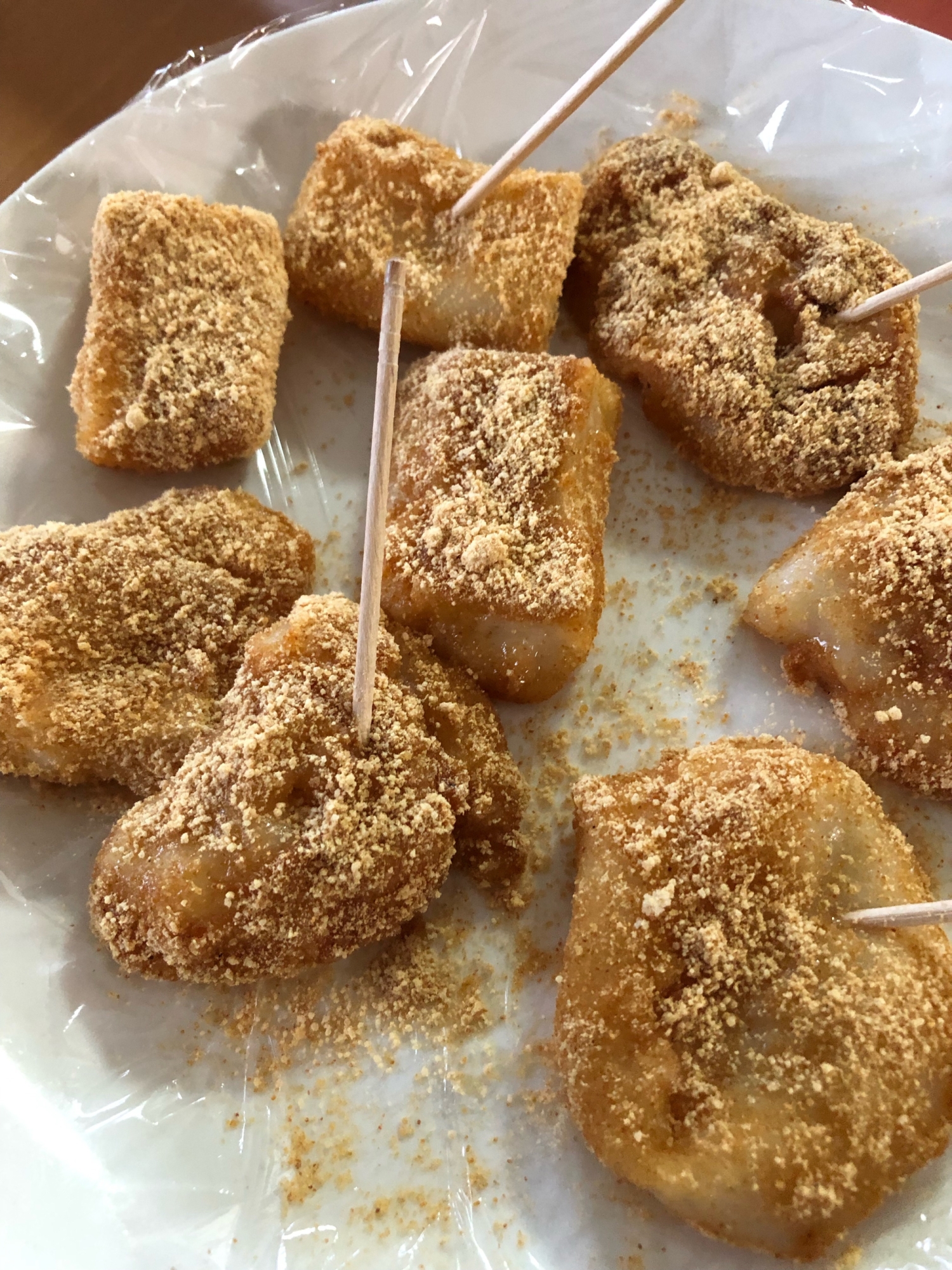 レンジで簡単!切り餅できな粉餅