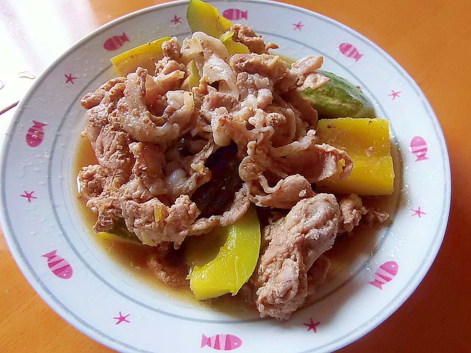 かぼちゃと豚肉の煮物