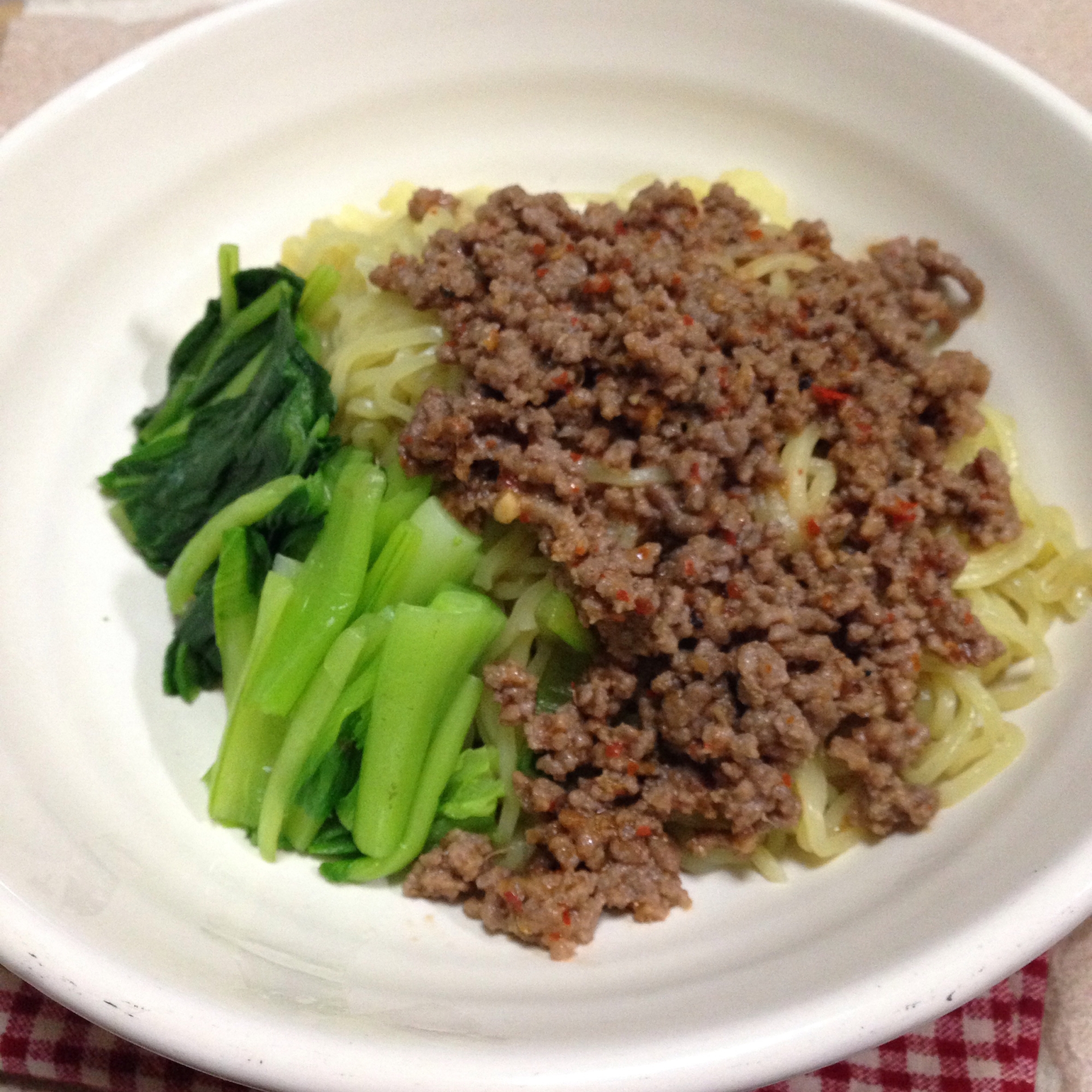 小松菜とひき肉de中華麺♪