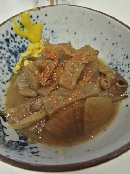 牛すじ肉とこんにゃくのどてに煮♪