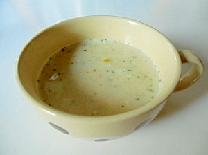 スキムミルクで、えのき氷コーン入りスープ