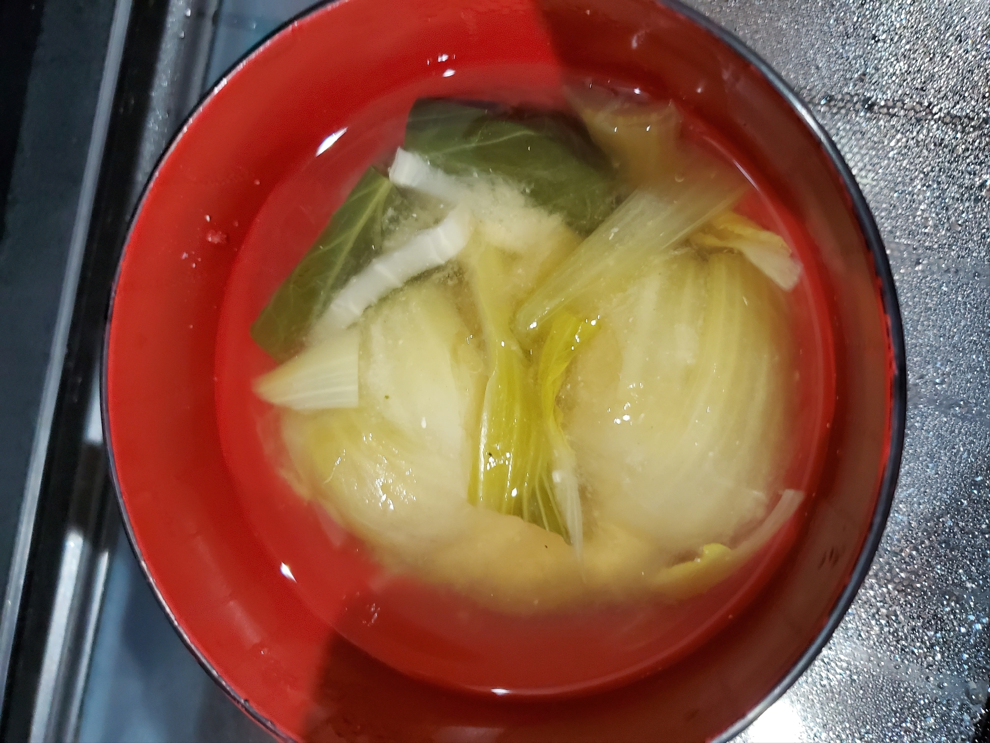チンゲン菜、切干大根の味噌汁