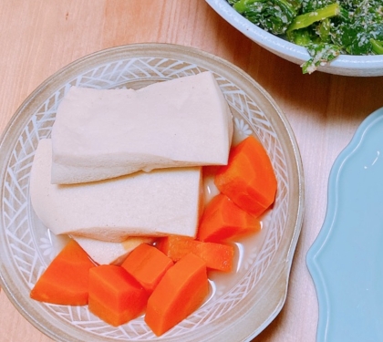 小鉢レシピ◇ひと口高野豆腐と人参の含め煮