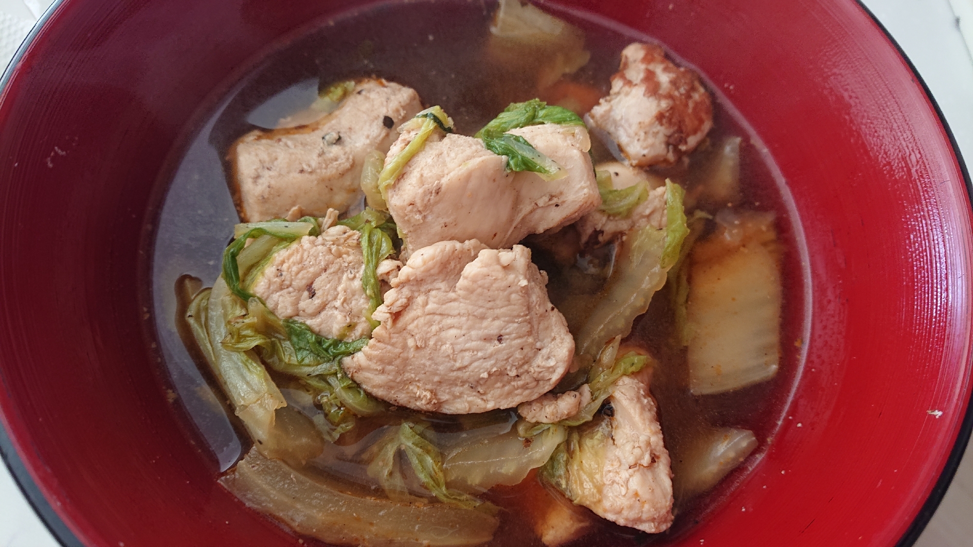 鶏白菜の塩醤油スープ