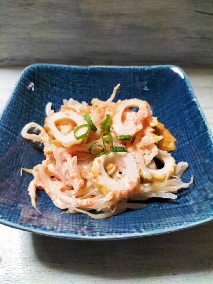 レンジでラクラク♡もやしとちくわの明太マヨ和え