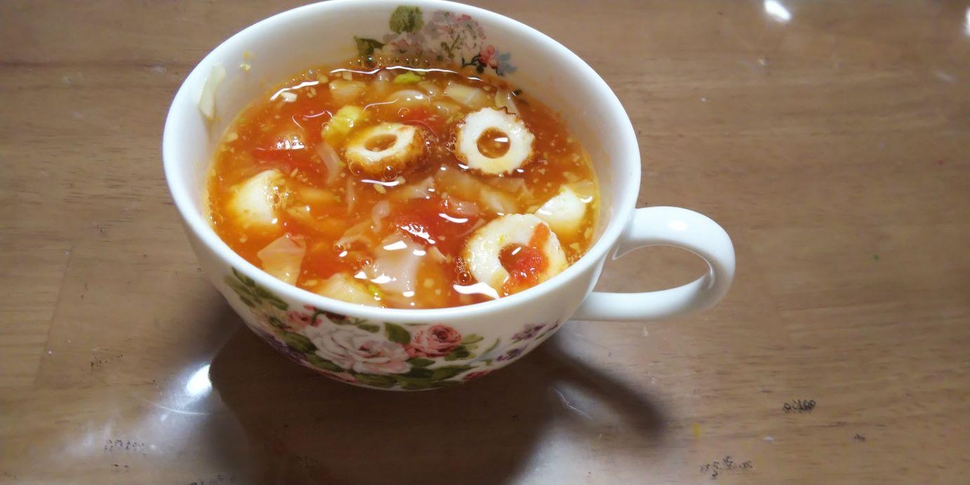 ちくわと焼き豚のトマトスープ
