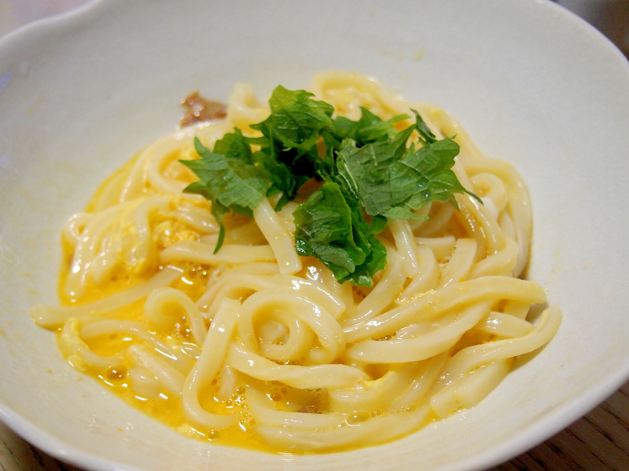 包丁・鍋いらずのレンチン卵梅しそポン酢うどん