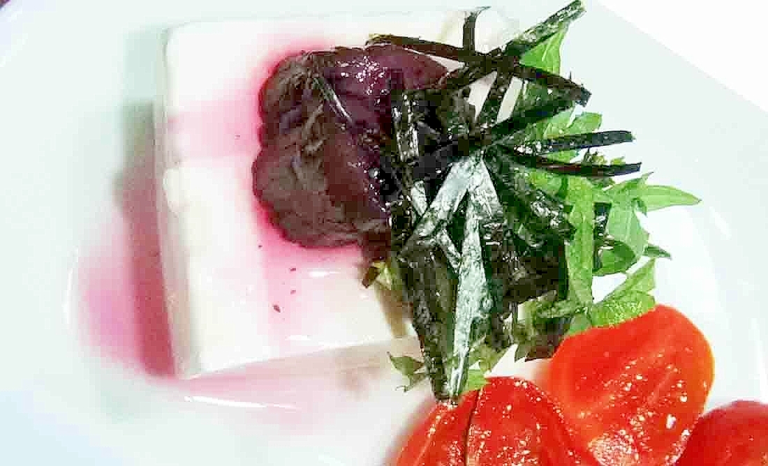 冷たい豆腐で 柴漬け大葉やっこ