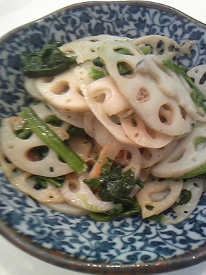 蓮根とほうれん草の中華炒め♪