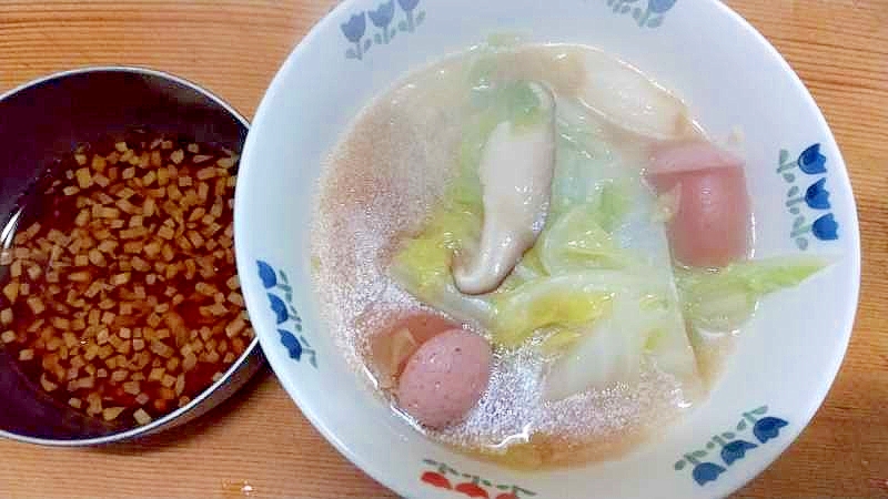 生椎茸ウインナ白菜の蒸煮