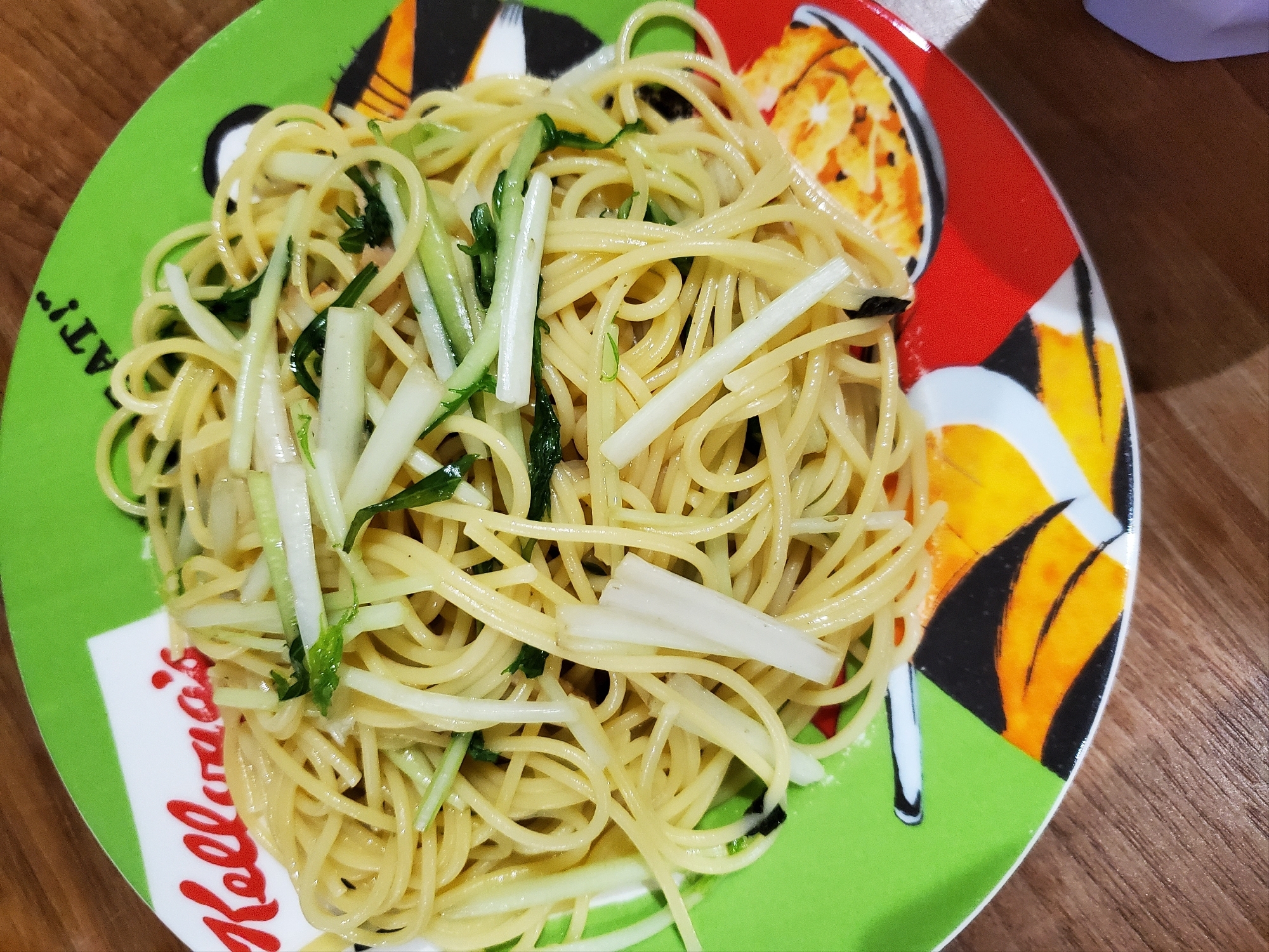 お茶漬けパスタ　水菜入り