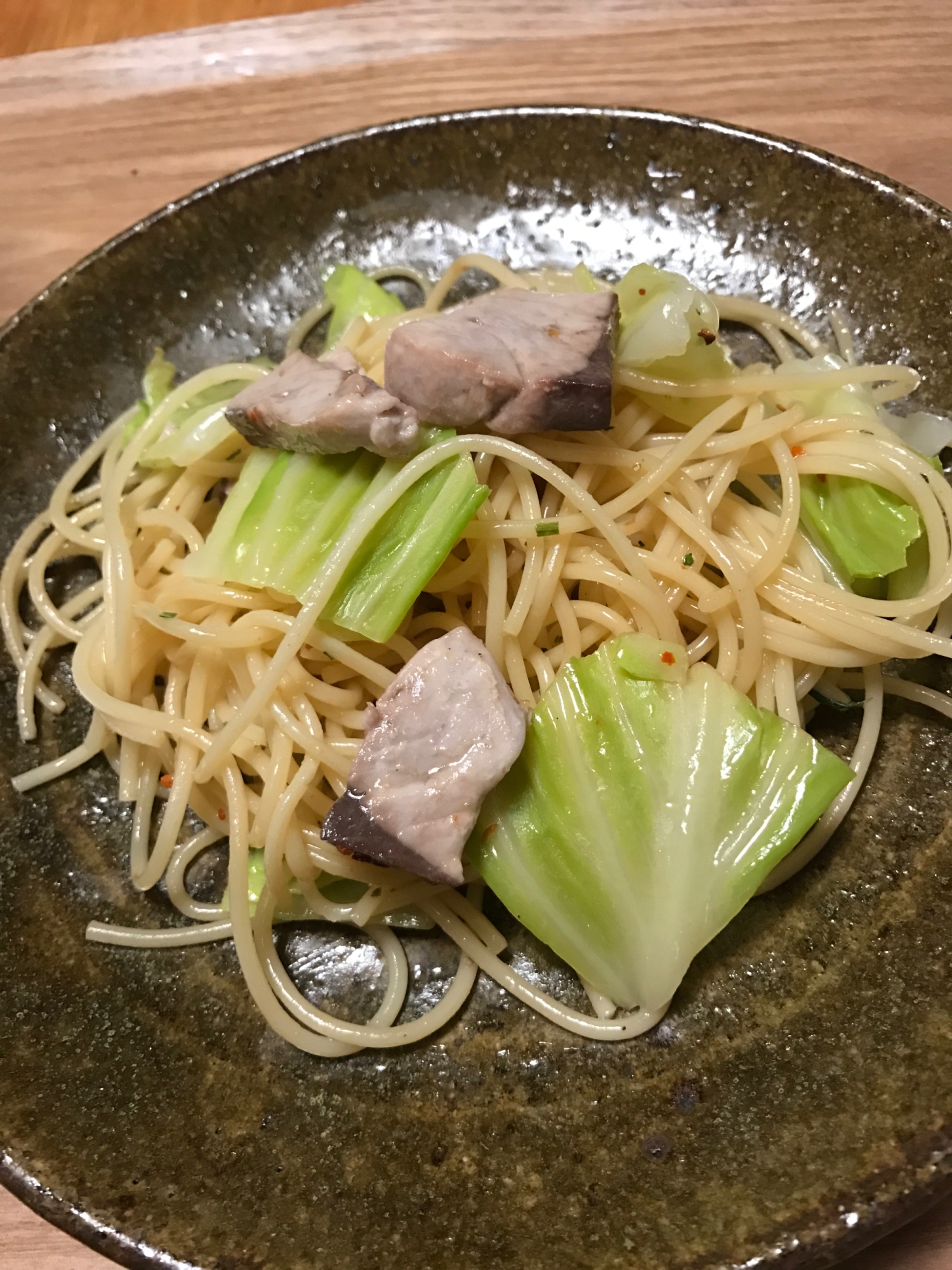 春キャベツとハマチのパスタ