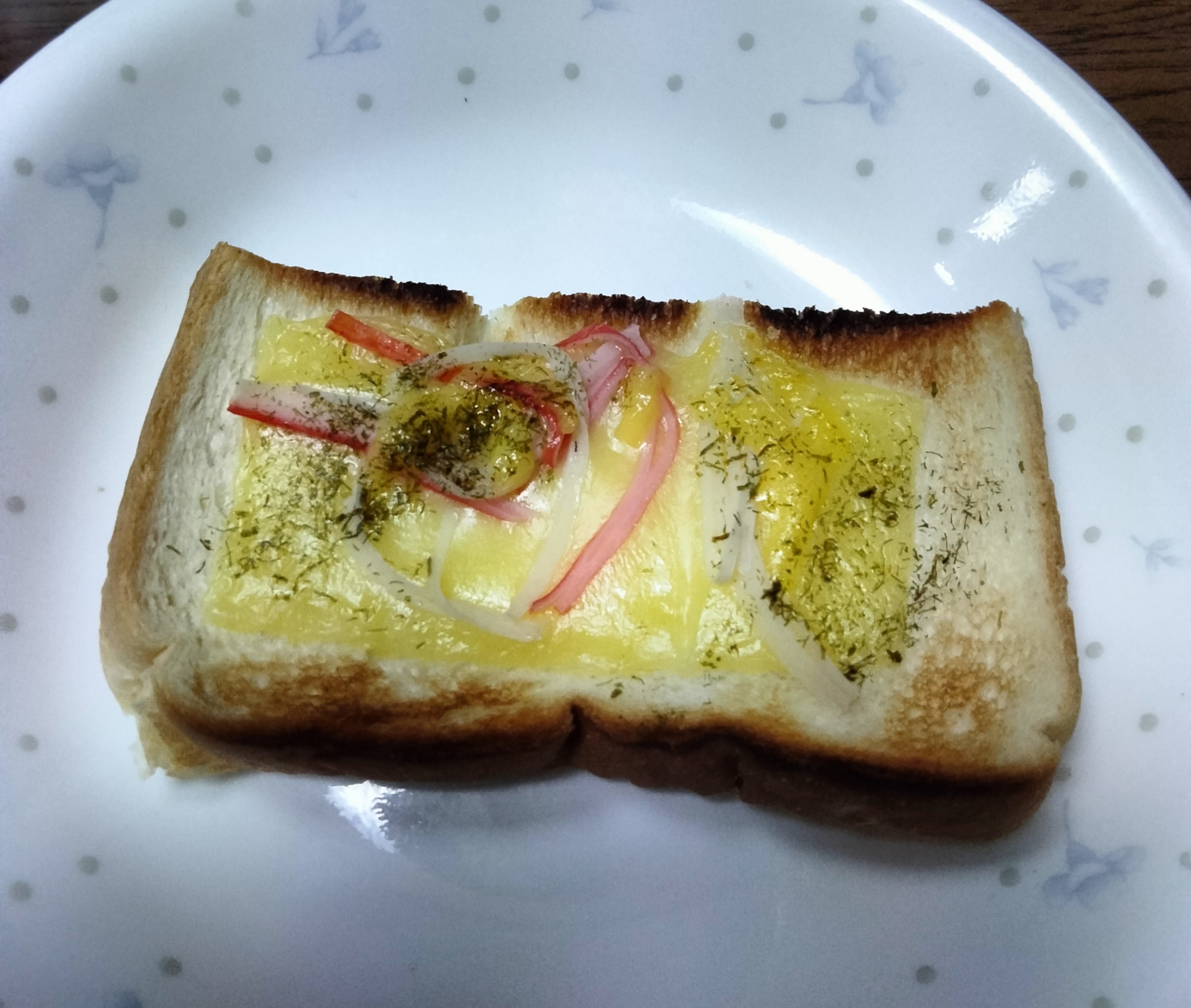 チーズトーストアレンジ カニカマ青のり