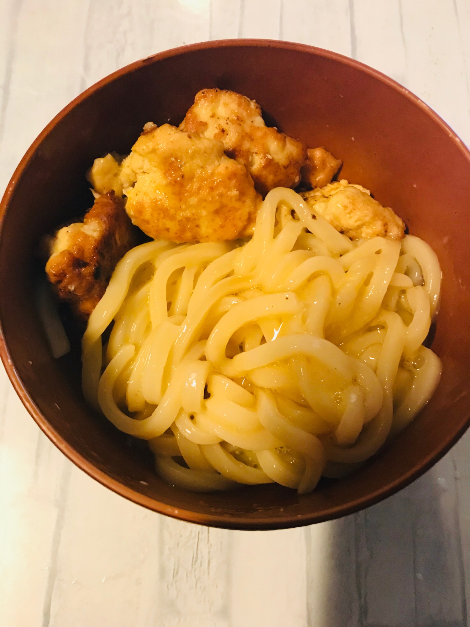 卵 めんつゆ 作り置き鶏むねナゲット うどん