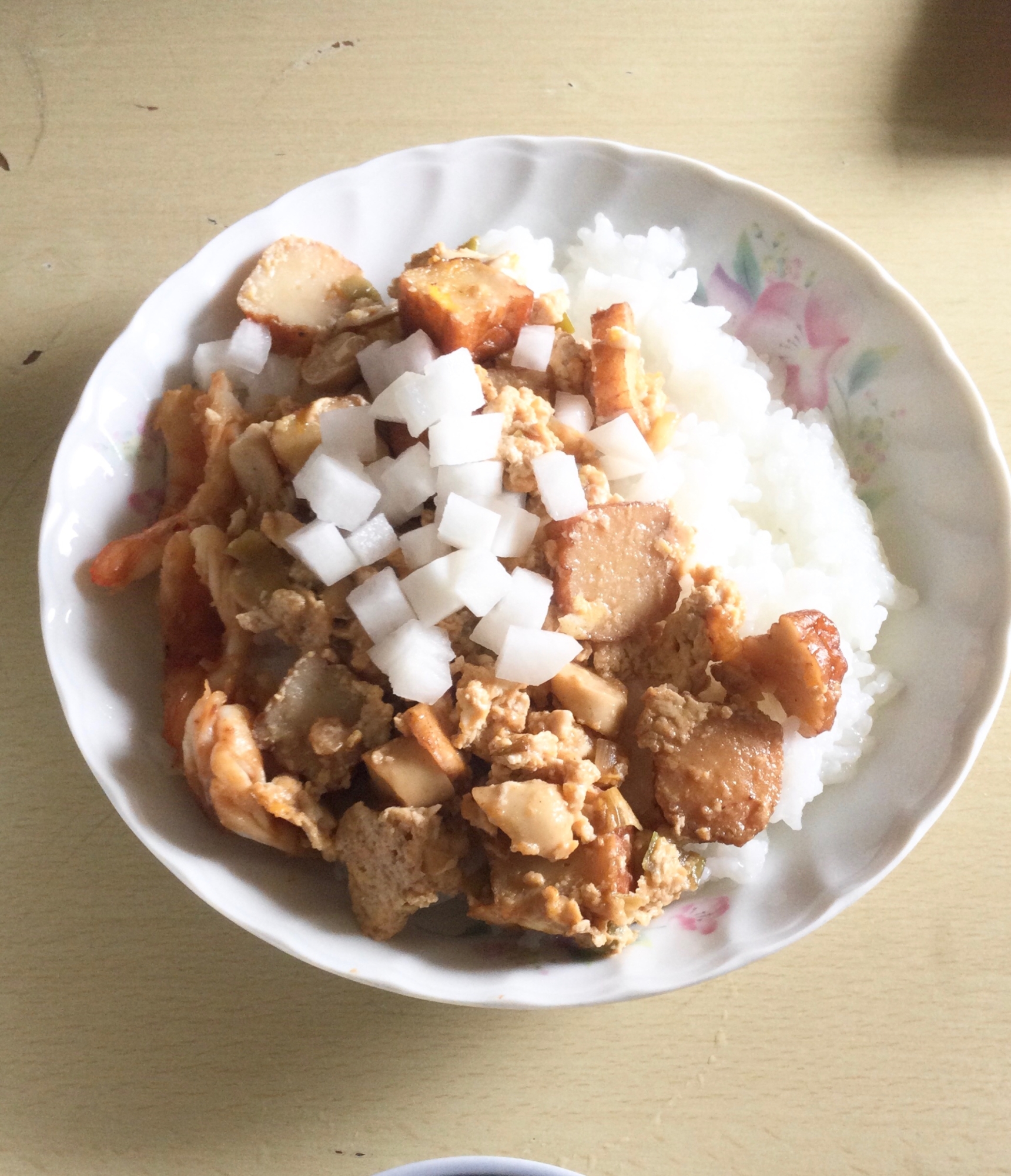 大根☆えびさつま揚げの卵とじ丼♪