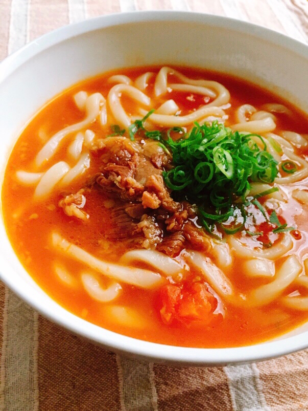 牛肉うどんをアレンジ！牛肉トマトうどん