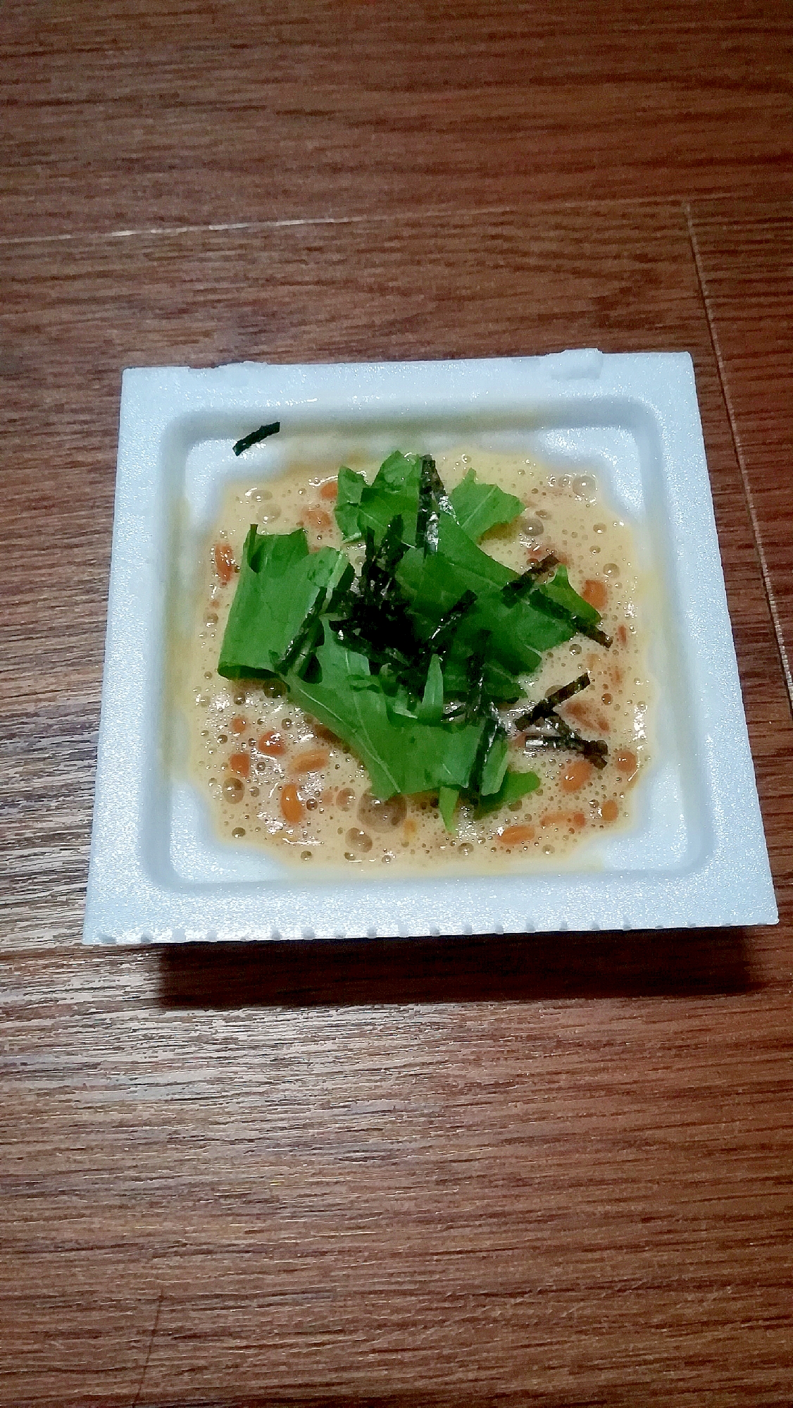 水菜と刻み海苔の小粒納豆★生姜風味