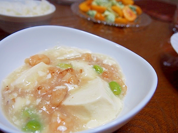 絹豆腐のエビあんかけ