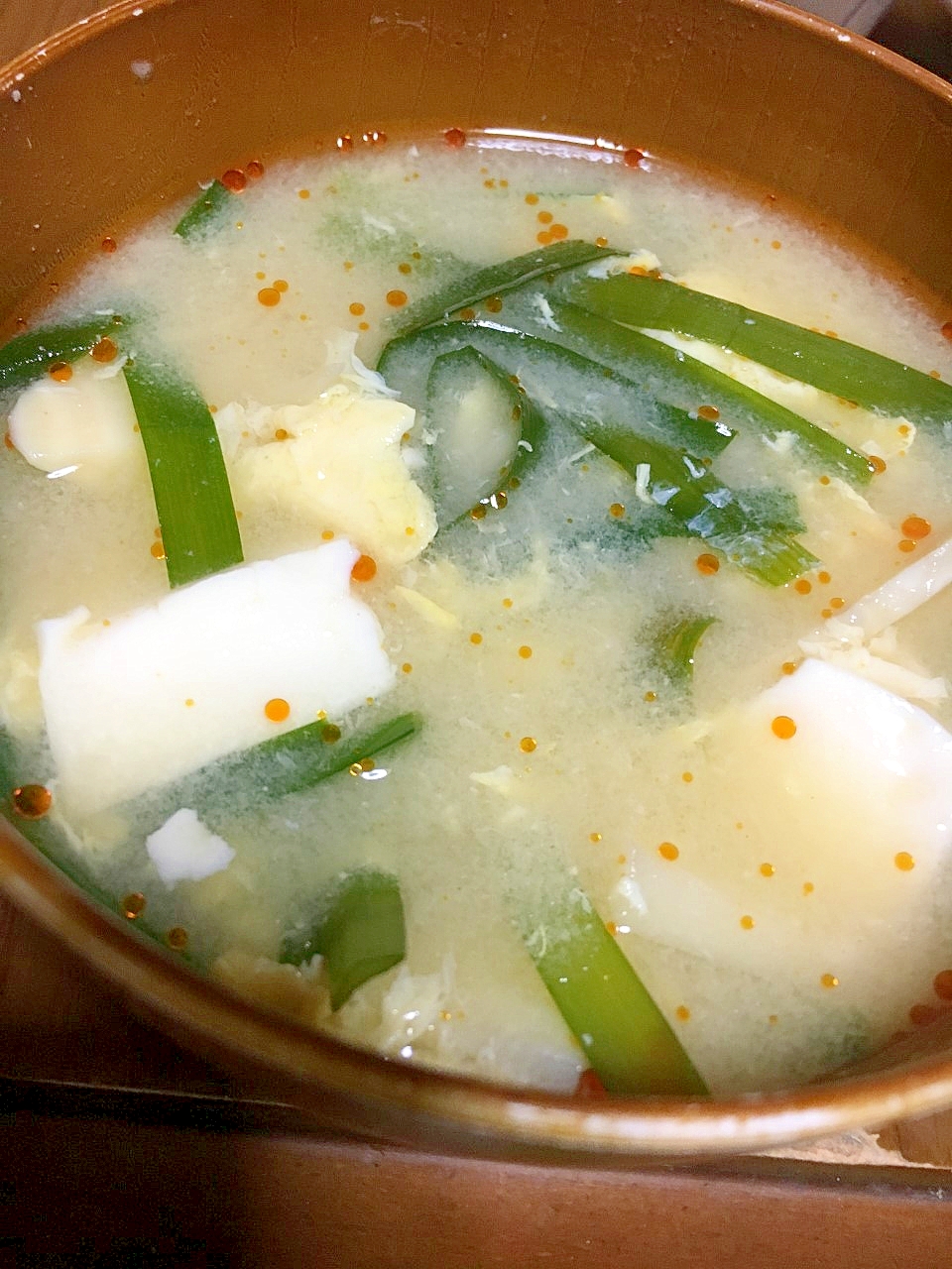 筍と韮の中華風味噌スープ