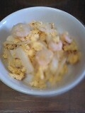 むきエビと長芋、新生姜、卵のクレソル炒め
