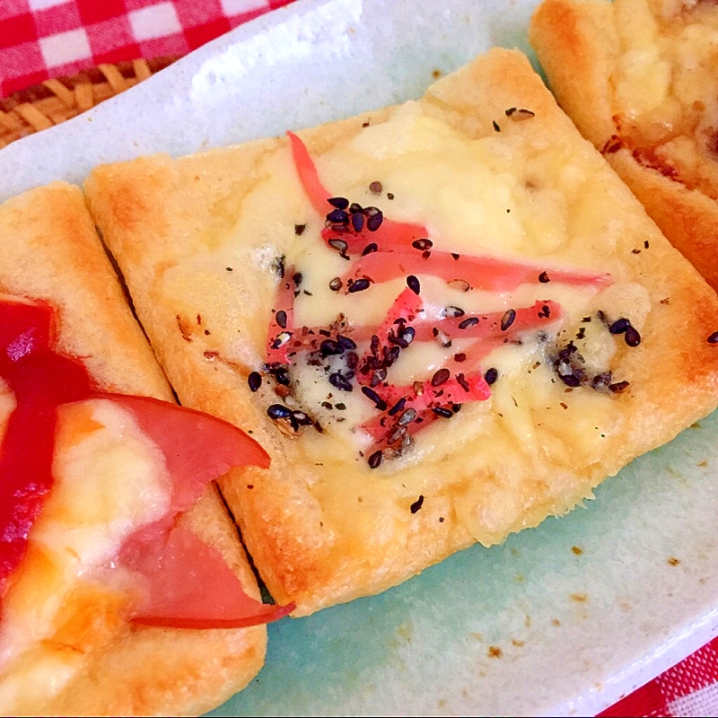 紅生姜とチーズの油揚げ焼き☆