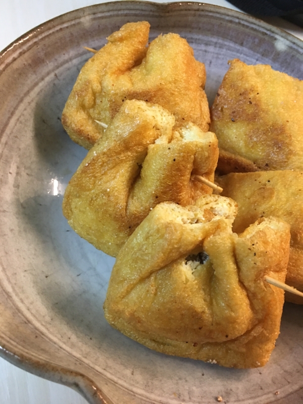 茄子と明太子とお餅の油揚げ包み☆