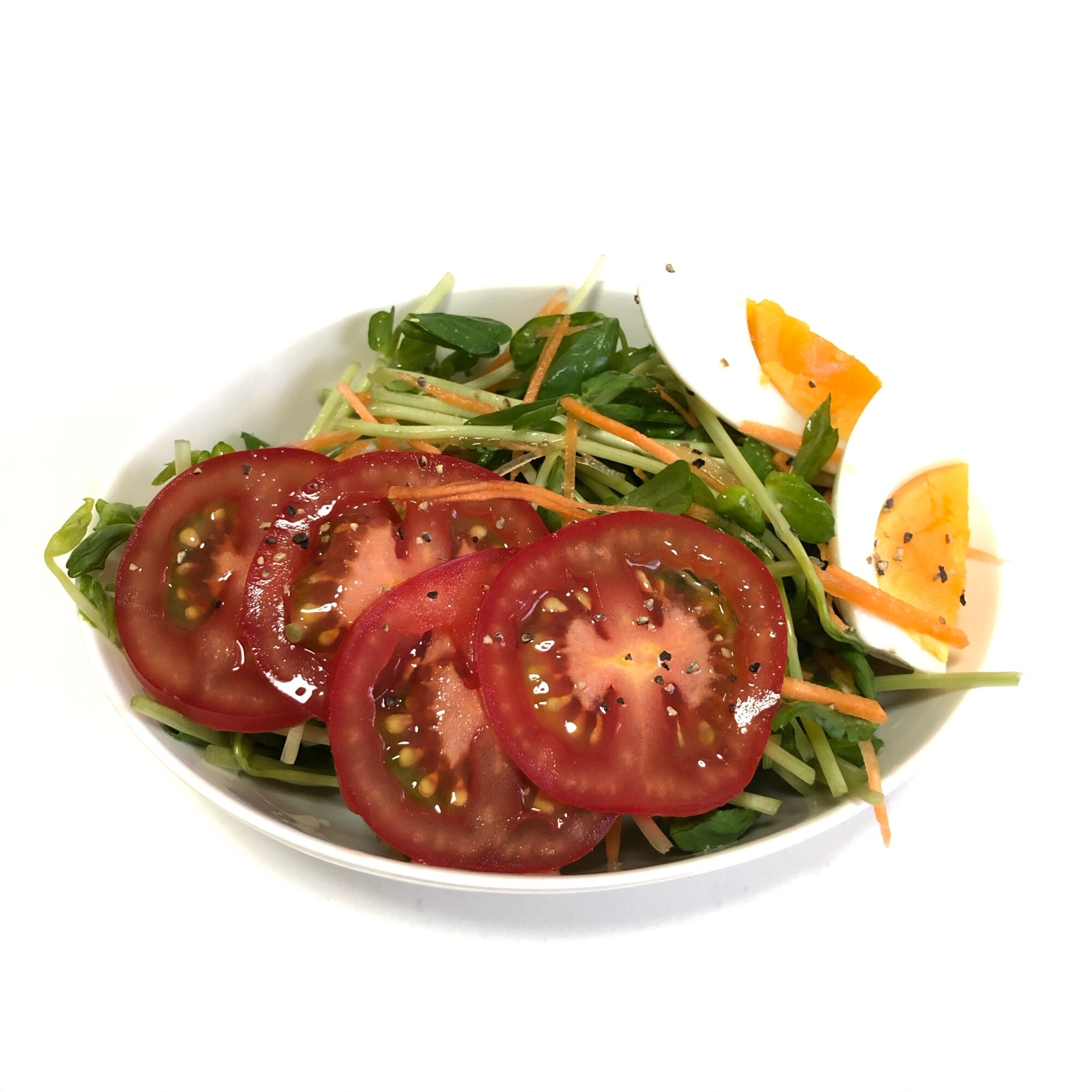 さっぱり 豆苗とゆで卵とトマトのサラダ ♪ レシピ・作り方 by