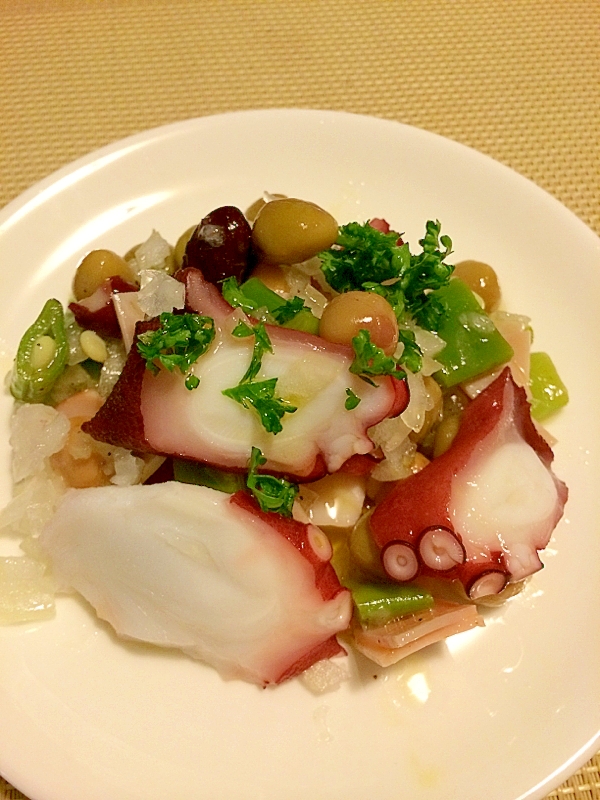 ワインに タコと豆たちのサラダ レシピ 作り方 By きのこのみみ 楽天レシピ