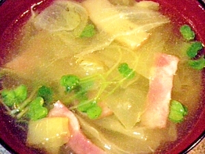 エリンギとキャベツの中華スープ