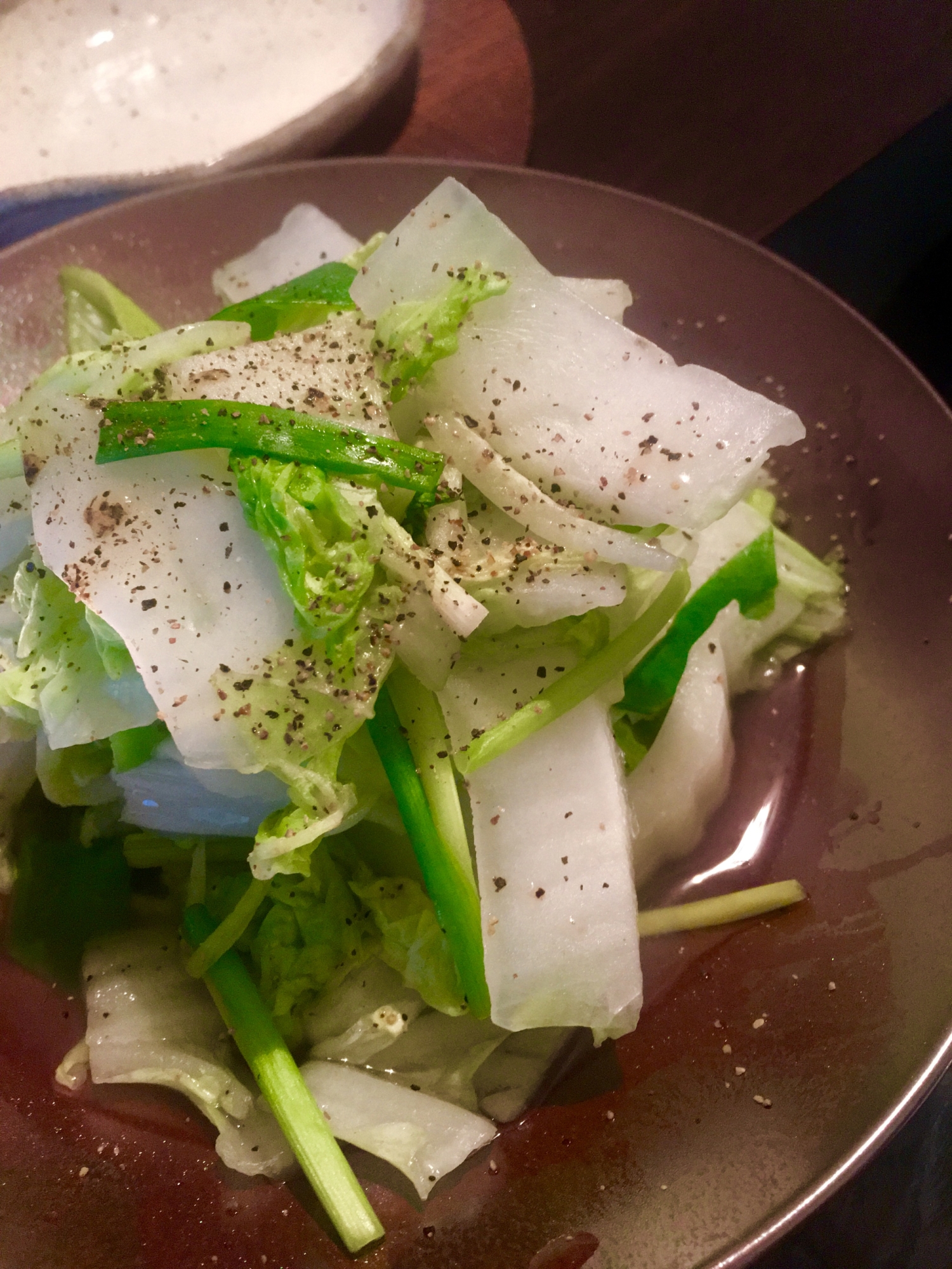 白菜と万能ねぎの蒸し煮